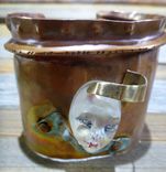 Resin Face Fold Formed Cuff Bracelet With Green Patina 1 small