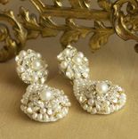 Custom Bridal Earrings With Handmade Lace, Pearls, Crystals 3 small