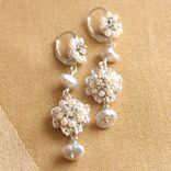 Baby's Breath Earrings | Silver Floral Lace Drop Earrings With Pearls 2 small