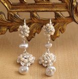 Baby's Breath Earrings | Silver Floral Lace Drop Earrings With Pearls 3 small