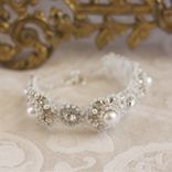 Diamanta Bracelet And Matching Earrings | Pearl, Lace Bridal Cuff And Studs 2 small