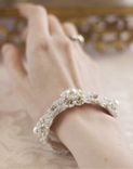 Diamanta Bracelet And Matching Earrings | Pearl, Lace Bridal Cuff And Studs 6 small