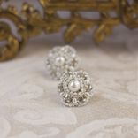 Diamanta Earrings | Silver Lace Posts With Ivory Freshwater Pearls, Crystals 1 small