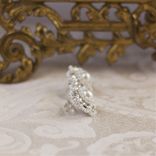 Diamanta Earrings | Silver Lace Posts With Ivory Freshwater Pearls, Crystals 2 small