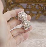 Diamanta Earrings | Silver Lace Posts With Ivory Freshwater Pearls, Crystals 3 small