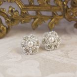 Diamanta Earrings | Silver Lace Posts With Ivory Freshwater Pearls, Crystals 4 small