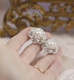 Diamanta Earrings | Silver Lace Posts With Ivory Freshwater Pearls, Crystals 5 small