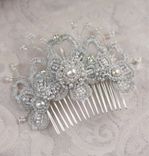 Custom Lace And Pearl Iris Hair Ornament With Matching Stud Earrings 1 small