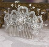 Custom Lace And Pearl Iris Hair Ornament With Matching Stud Earrings 2 small