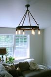 Bourbon Barrel Ring Chandelier, Featuring 6 Edison Bulb 2 small