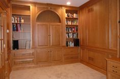 Paneled Cherry Home Office With French Doors 1 small