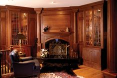 Walnut Library With Fireplace And Gun Cabinets 1 small
