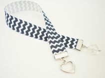 Black And White Chevron Ribbon Bookmark With Heart Charm 2 small