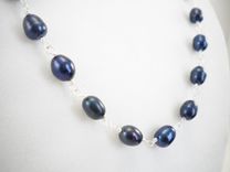 Blue Freshwater Pearl And Sterling Silver Necklace 3 small