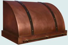 Copper Range Hood With Brass Pot Rail & Straps 1 small