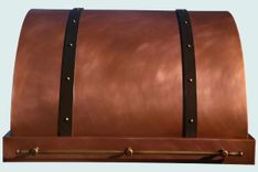 Copper Range Hood With Brass Pot Rail & Straps 2 small