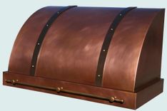 Copper Range Hood With Brass Pot Rail & Straps 3 small