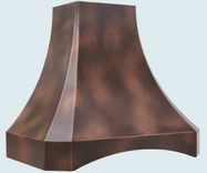 Copper Range Hood With Arched Band & Patterned Patina 1 small