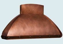 Copper Range Hood With Curved Stack & Brass Strap 3 small