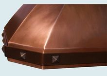 Copper Range Hood With Curved Stack & Brass Strap 4 small