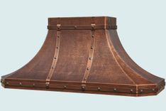 Copper Range Hood With Hammering & Straps 3 small