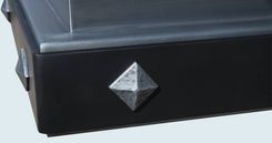 Zinc Range Hood With Black Straps & Zinc Clavos 5 small