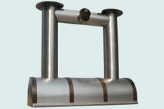 Stainless Range Hood With 2 Connected Round Stacks 1 small