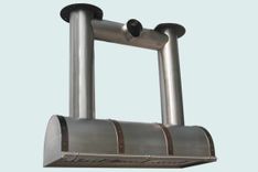 Stainless Range Hood With 2 Connected Round Stacks 2 small