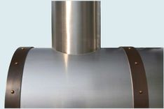 Stainless Range Hood With 2 Connected Round Stacks 3 small