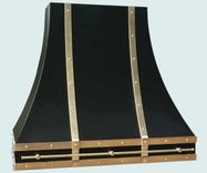 Black Range Hood With Brass Straps & Pot Rail 1 small