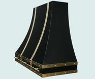 Black Range Hood With Brass Straps & Pot Rail 2 small