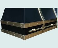 Black Range Hood With Brass Straps & Pot Rail 3 small