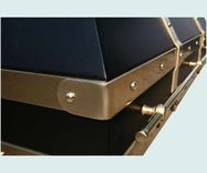 Black Range Hood With Brass Straps & Pot Rail 5 small