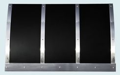 Black Range Hood With Stainless Straps & Rivets 2 small