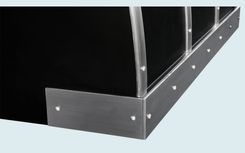 Black Range Hood With Stainless Straps & Rivets 6 small