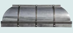Pewter Range Hood With Steel Straps & Zinc Clavos 2 small