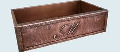 Copper Sink With Planished Apron & Repousse "M" 1 small