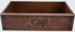 Copper Sink With Planished Apron & Repousse "M" 2 small