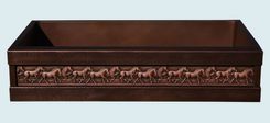 Copper Sink With Running Horses & Dark Patina 1 small