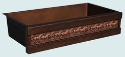 Copper Sink With Running Horses & Dark Patina 2 small