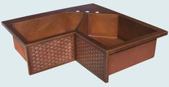 Copper Sink With Woven Apron & 5-Sided Bowls 1 small