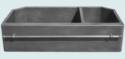 Zinc Sink With Angled Corners & Towel Bar 2 small