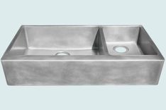 Zinc Sink With Apron & 2 Bowls 1 small