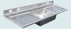 Stainless Sink With Backsplash & 2 Drainboards 1 small