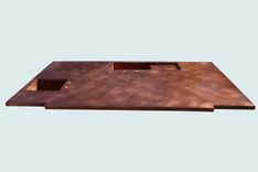 Copper Countertop With 2 Sinks & Extended Edge 1 small