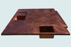 Copper Countertop With 2 Sinks & Extended Edge 2 small