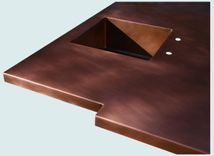 Copper Countertop With 2 Sinks & Extended Edge 4 small
