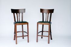 Figured Walnut Bar Stool With Leather Seat 1 small