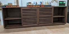 Walnut Media Cabinet With Slatted Sliding Doors 6 small