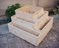 Wood Planter: "Cascade".  36 X 36 X 20 Inch High.  Cedar. 2 small